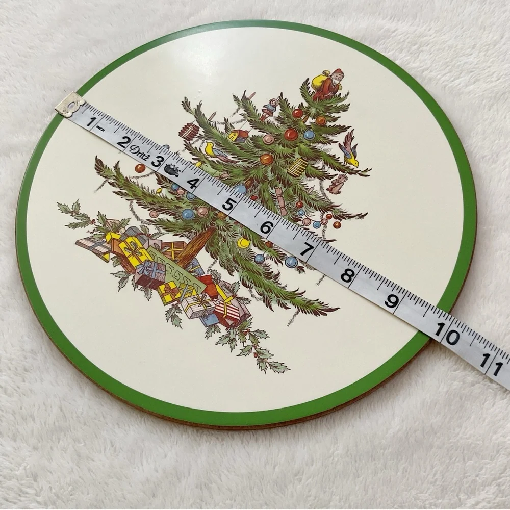 Spode Christmas Tree Trivet 10” Cork Back Hot Plate Holiday Kitchen Decor